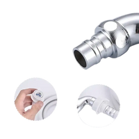 Chrome-plated elbow fitting with barbed end.