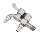 Stainless steel double faucet.