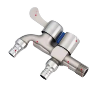 Stainless steel double faucet.