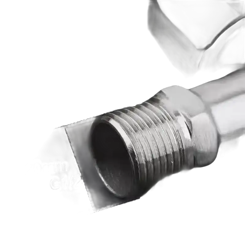 Threaded metal pipe fitting.