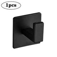 1-4pcs Bathroom Adhesive Wall Black Robe Hooks Towel Hook Coat Holder Keys Clothes Hanger Bathroom Kitchen Hardware