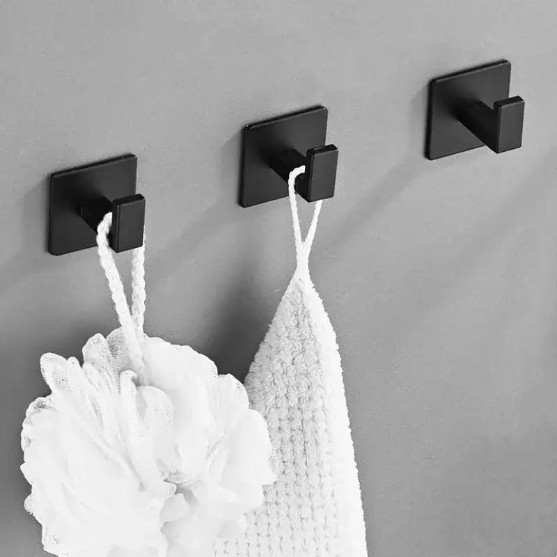 Black Adhesive Wall Hooks - Versatile Holder Set