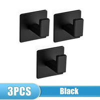 1-4pcs Bathroom Adhesive Wall Black Robe Hooks Towel Hook Coat Holder Keys Clothes Hanger Bathroom Kitchen Hardware