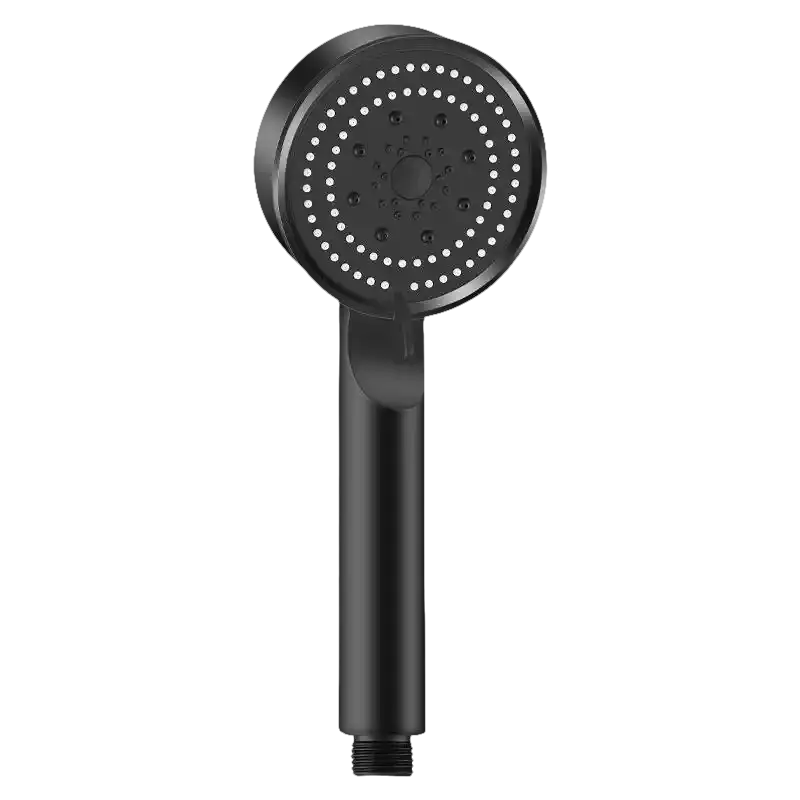 Black handheld shower head.