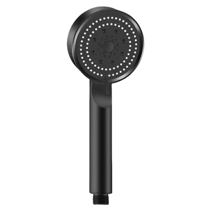 Black handheld shower head.