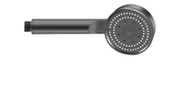Black handheld shower head.