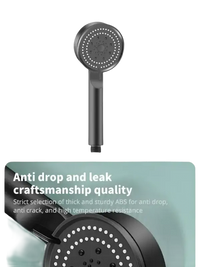 Black handheld shower head.