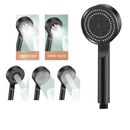 Black handheld shower head with multiple spray modes.