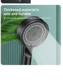 Black shower head with water stream.
