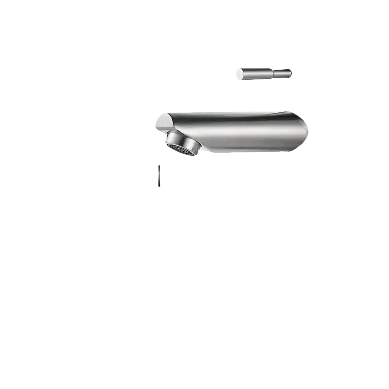 Silver bathroom faucet with dimensions.