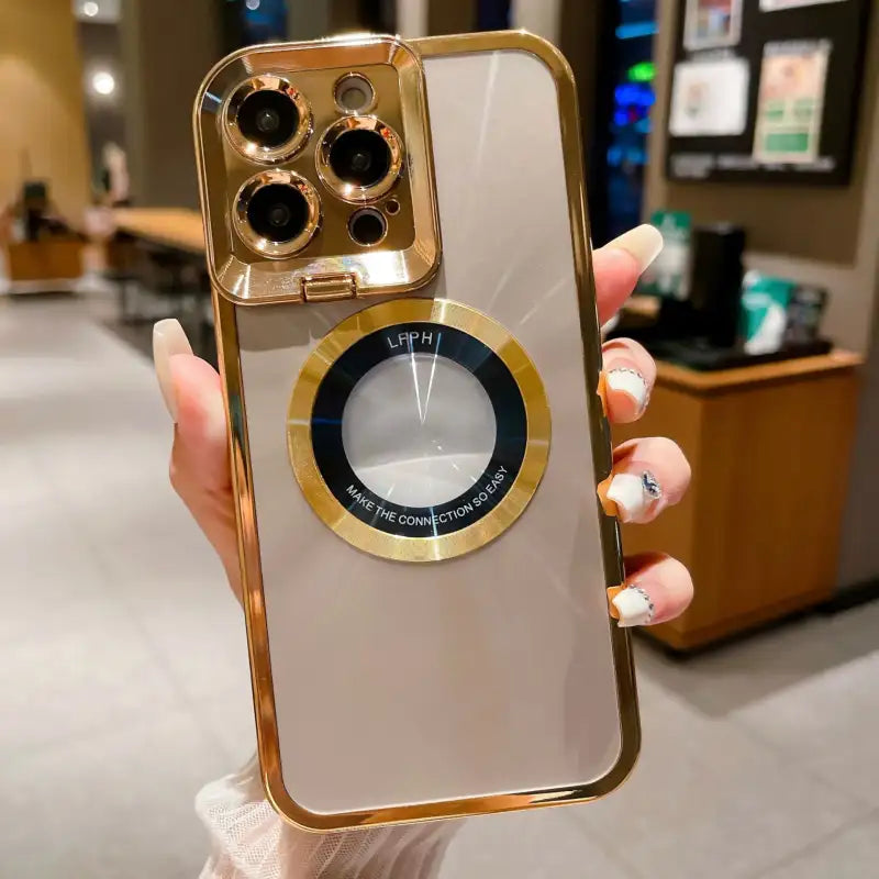 LuxMag Magsafe Case: Electroplated CD Pattern - Gold / IPhone12