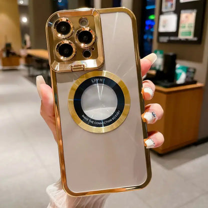LuxMag Magsafe Case: Electroplated CD Pattern - Gold / IPhone12