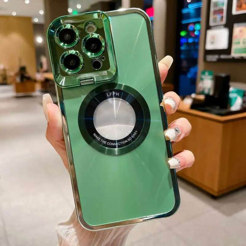LuxMag Magsafe Case: Electroplated CD Pattern - Green / IPhone12