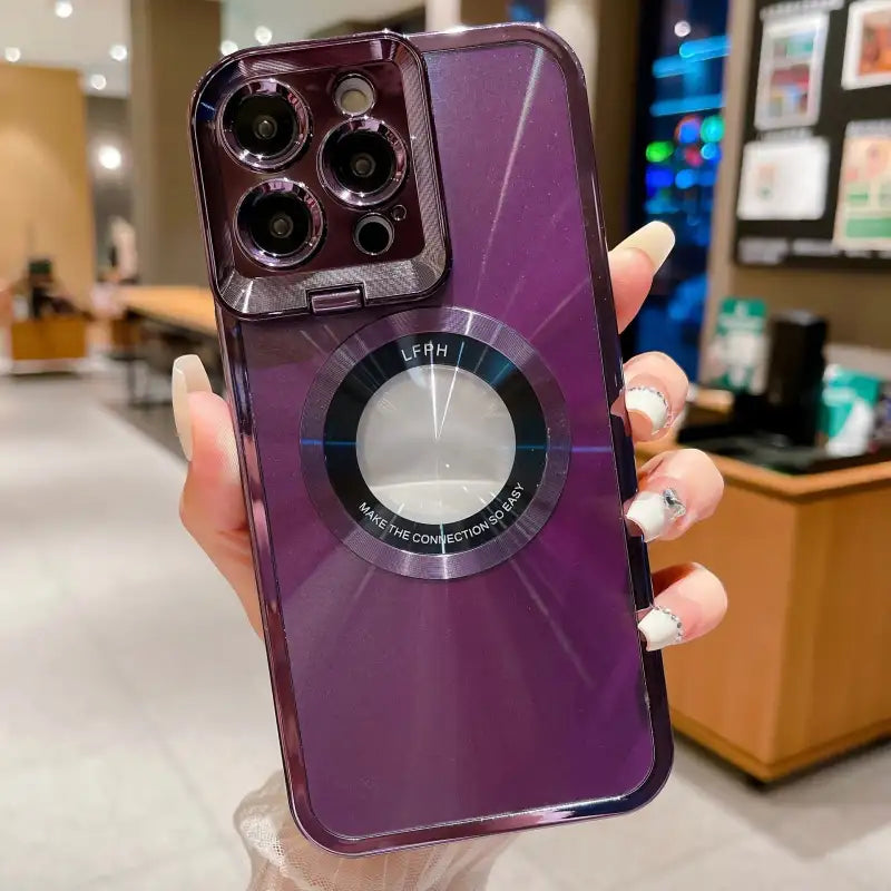 LuxMag Magsafe Case: Electroplated CD Pattern - Purple / IPhone12