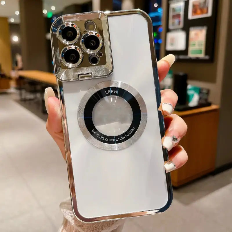LuxMag Magsafe Case: Electroplated CD Pattern - White / IPhone12