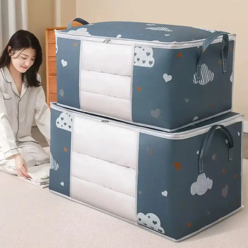 Blue/White Duvet Storage Organizer Bag