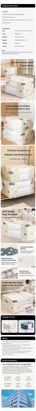 1pc Blue/White Quilt Clothes Storage Bag Moisture Dust Proof Proof Organizer Big Capacity Duvet Blanket Sorting Bags