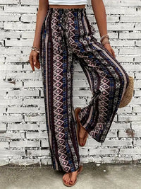 Boho Breeze Wide-Leg Trousers - Maroon / L