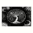 A Set Of Black Bohemian Style Tree Of Life Sun And Moon Elements Beautiful Psychedelic Background Decoration Tapestry