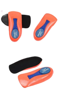 Orange and black shoe inserts.