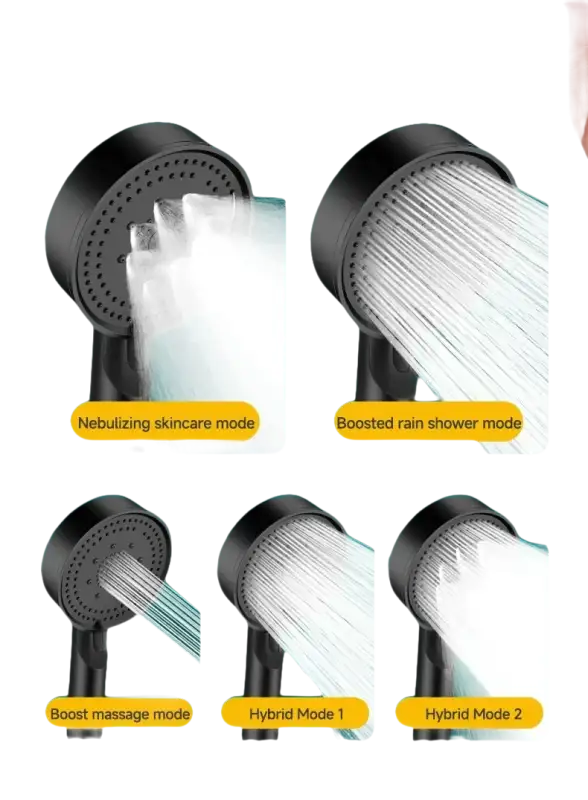 Five-setting shower head.