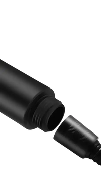 Black bottle with detachable nozzle.
