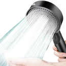 Black five-speed shower head with strong water pressure.