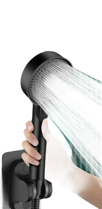 Black five-speed shower head with strong pressurization.