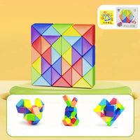 Snake Twist Cube Stress Relief Educational Toys Children Gifts Magic Snake Ruler Puzzle Folding Educational - Rainbow