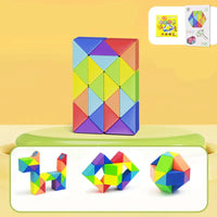 Snake Twist Cube Stress Relief Educational Toys Children Gifts Magic Snake Ruler Puzzle Folding Educational - Rainbow