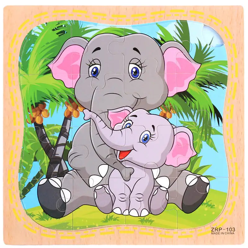 Cartoon Plane Jigsaw Toy - Elephant