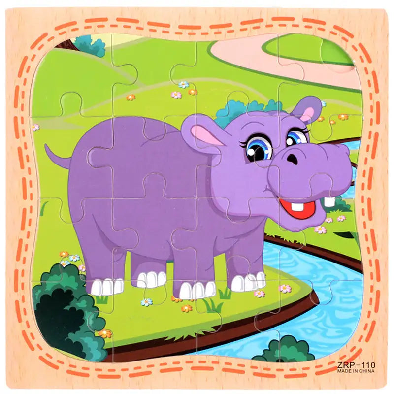 Cartoon Plane Jigsaw Toy - Hippo