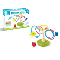 Twiggle Toss game with colorful rings and animal-themed beanbags.