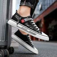 Men’s Canvas Shoe Male Sneakers Breathable Men Sports Black Cloth Shoe Trend Letter Men Low Cut Sneaker Casual Shoes