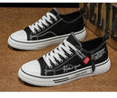 Men’s Canvas Shoe Male Sneakers Breathable Men Sports Black Cloth Shoe Trend Letter Men Low Cut Sneaker Casual Shoes