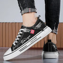 Men’s Canvas Shoe Male Sneakers Breathable Men Sports Black Cloth Shoe Trend Letter Men Low Cut Sneaker Casual Shoes
