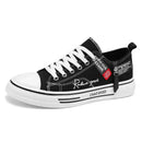 Men’s Canvas Shoe Male Sneakers Breathable Men Sports Black Cloth Shoe Trend Letter Men Low Cut Sneaker Casual Shoes