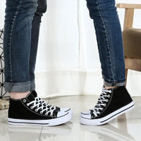 Clearance_1pc Unisex Casual Simple Comfort Breathable Vulcanization Sneakers Lace-Up Canvas Trendy High Top