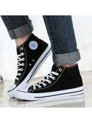 Clearance_1pc Unisex Casual Simple Comfort Breathable Vulcanization Sneakers Lace-Up Canvas Trendy High Top
