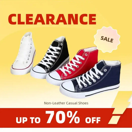 Clearance_1pc Unisex Casual Simple Comfort Breathable Vulcanization Sneakers Lace-Up Canvas Trendy High Top