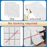 3D Brick Wall Stickers DIY Decor Self-Adhesive Waterproof Wallpaper For Kids Room Bedroom Kitchen Home Wall Decor