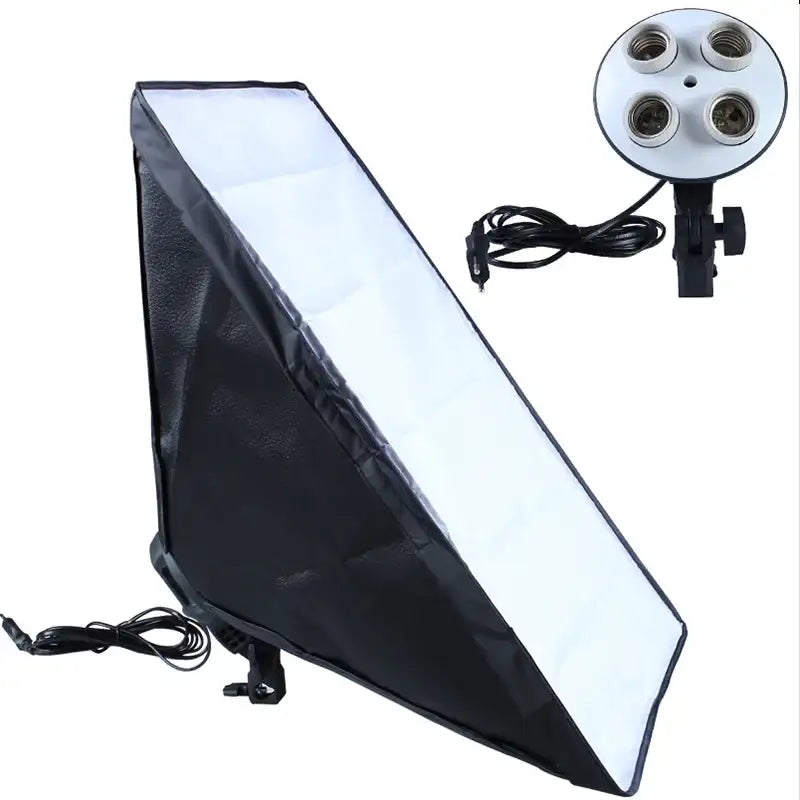 Photography softbox with four-socket light head.