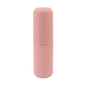 Pink ribbed toothbrush holder with strap from Vertibrush Travel Kit for travel-friendly brushing