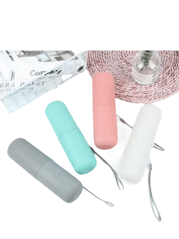 Colorful toothbrush cases from the trendy Vertibrush Travel Kit for on-the-go hygiene