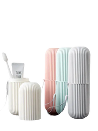 Multifunctional toiletry cups with ribbed design for Vertibrush Travel Kit and travel-sized conditioning hair