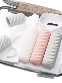 Pastel toothbrush cases from Vertibrush Travel Kit with trendy design for on-the-go smiles