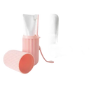 Portable toothbrush and toothpaste containers from Vertibrush Travel Kit for on-the-go freshness