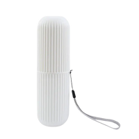 White ribbed toothbrush case with lanyard from Vertibrush Travel Kit perfect for on-the-go brushing