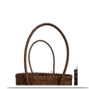 Handwoven brown bag with braided handles.