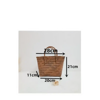 Woven brown tote bag.